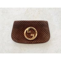 Vintage Bag | Gucci 70's Blondie Logo Monogram Gg Clutch Purse Evening Suede Brown | Etsy (US)