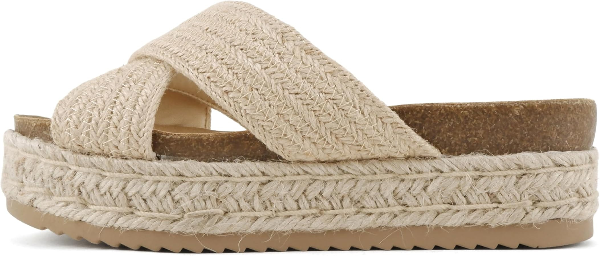 Soda Yena ~ Women Round Toe Crisscross Band Platform Espadrille Wedge Sandals | Amazon (US)