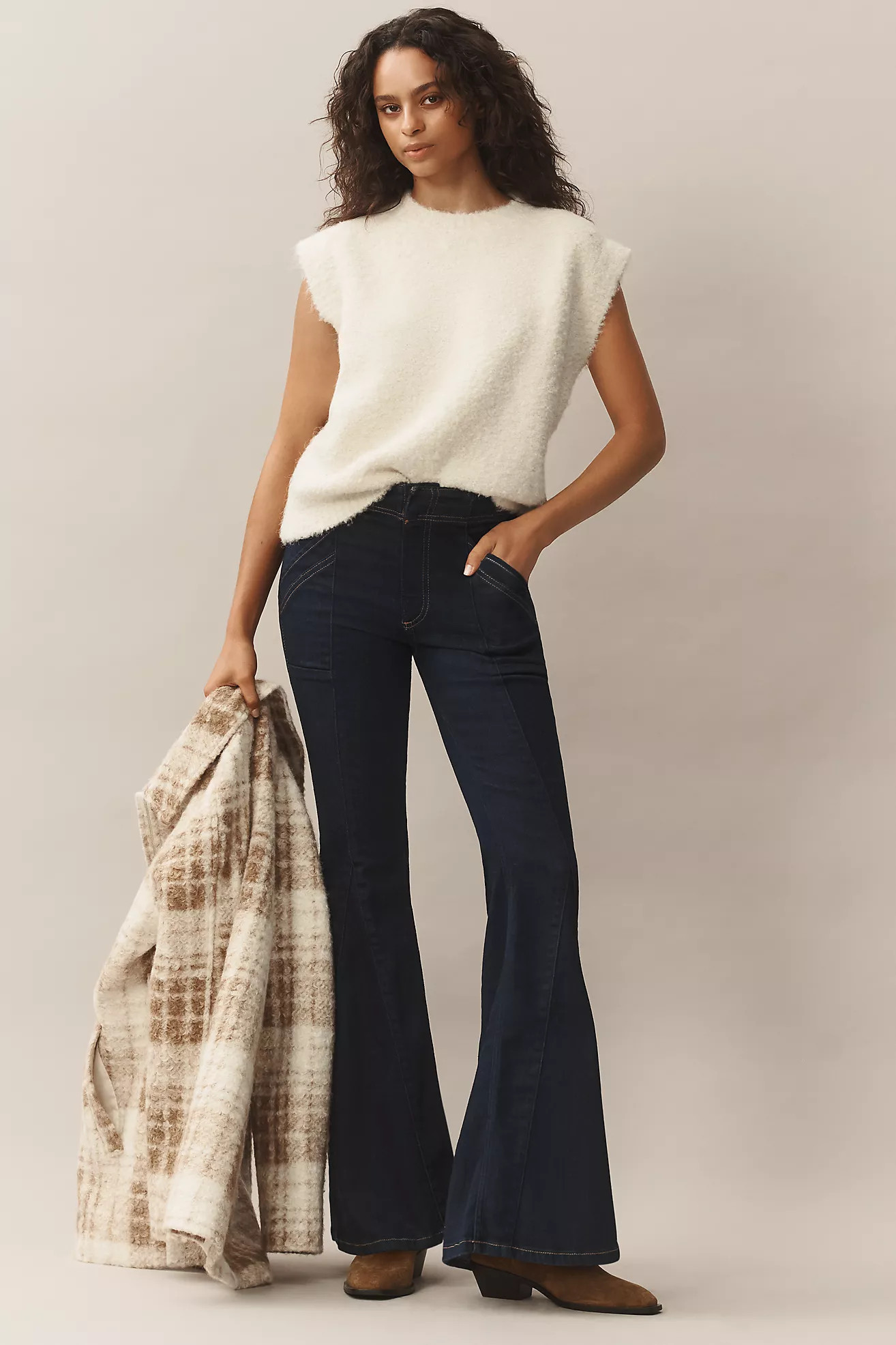 Pilcro Puddle Mid-Rise Flare Jeans | Anthropologie (US)