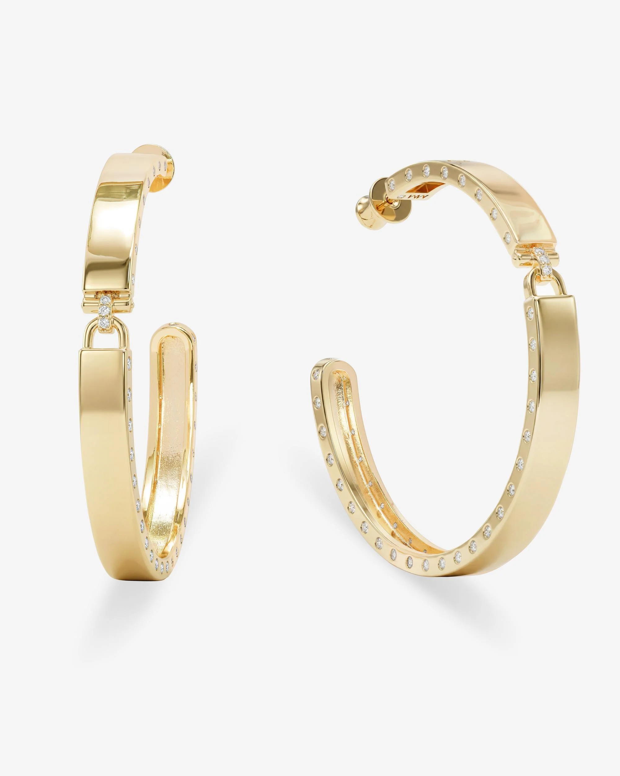 Ashley Lock Hoops 2" - Gold|White Diamondettes | Melinda Maria Jewelry