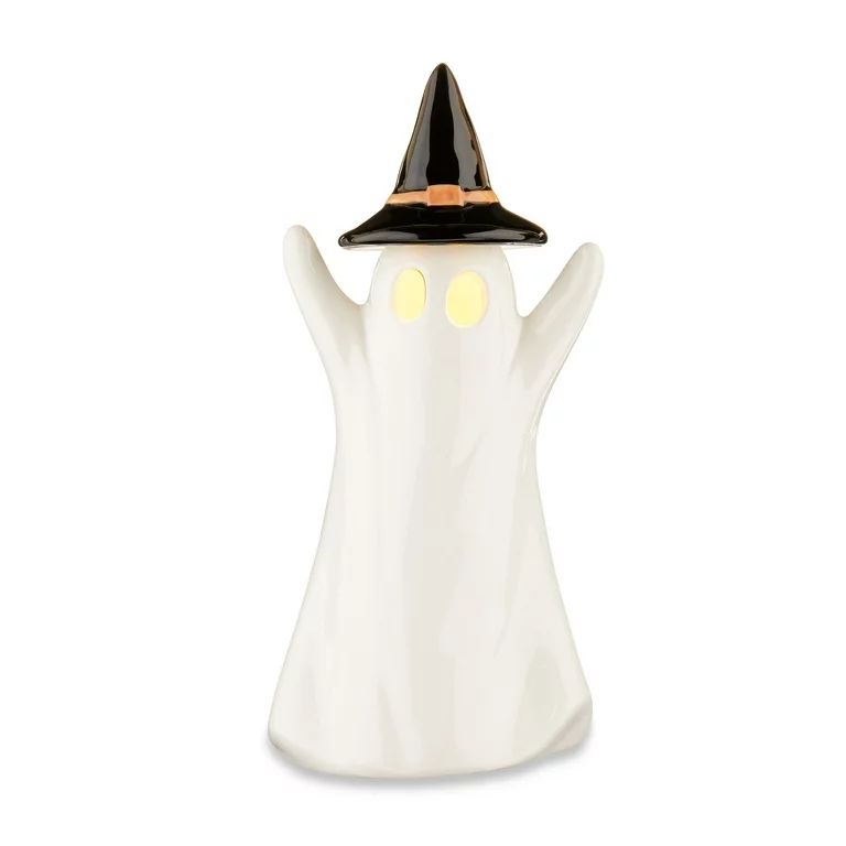 Halloween White Ceramic Light-Up Ghost Decorations, 4 in x 3.25 in x 8.5 in, by Way To Celebrate | Walmart (US)