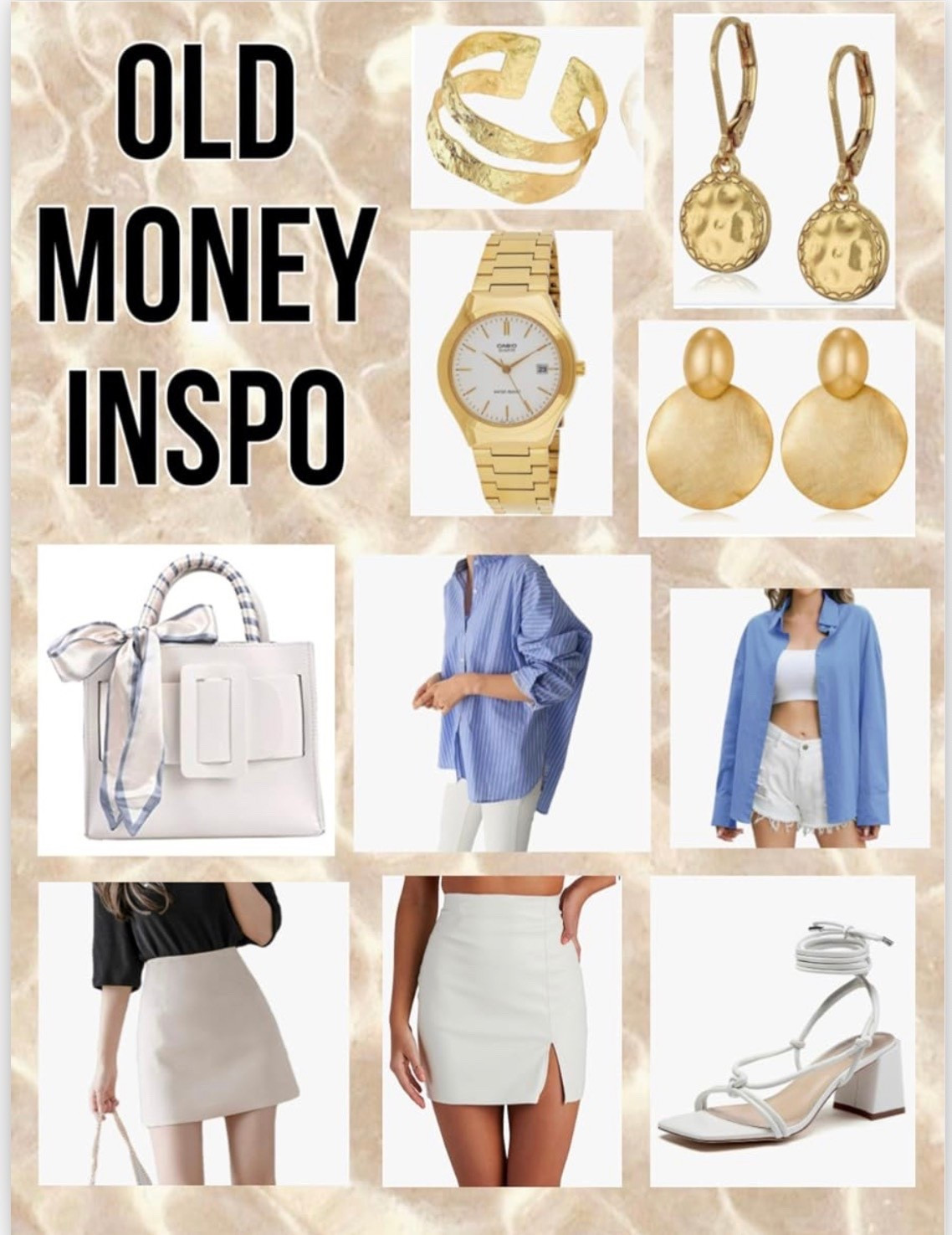Old money inspo! 

Old money fashion inspo featuring timeless neutral outfits, quiet luxury style, tailored blazers, crisp white button-downs, pleated trousers, cashmere sweaters, loafers and ballet flats. Classic preppy outfits with elevated basics, minimal gold jewelry, structured handbags, linen sets, trench coats, and monochrome looks. Effortless European chic style, Ralph Lauren aesthetic, Chanel-inspired silhouettes, polished everyday outfits, understated elegance, neutral capsule wardrobe, and sophisticated wardrobe essentials.