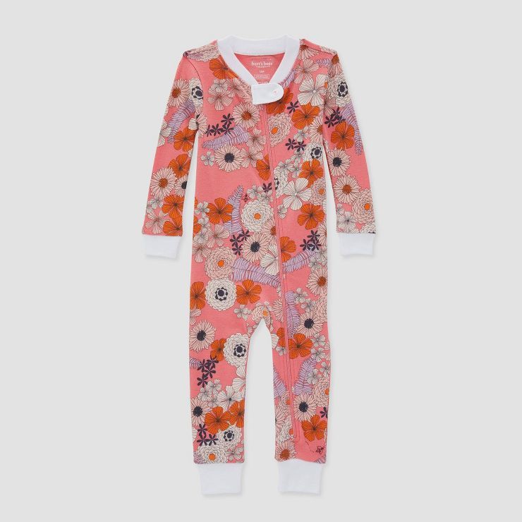 Burt's Bees Baby® Baby Girls' Cottage Floral Organic Cotton Snug Fit Pajama Jumpsuit - Pink | Target