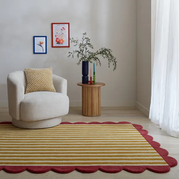 Milo Scallop Pink And Yellow Wool Rug | Dunelm (migrated)