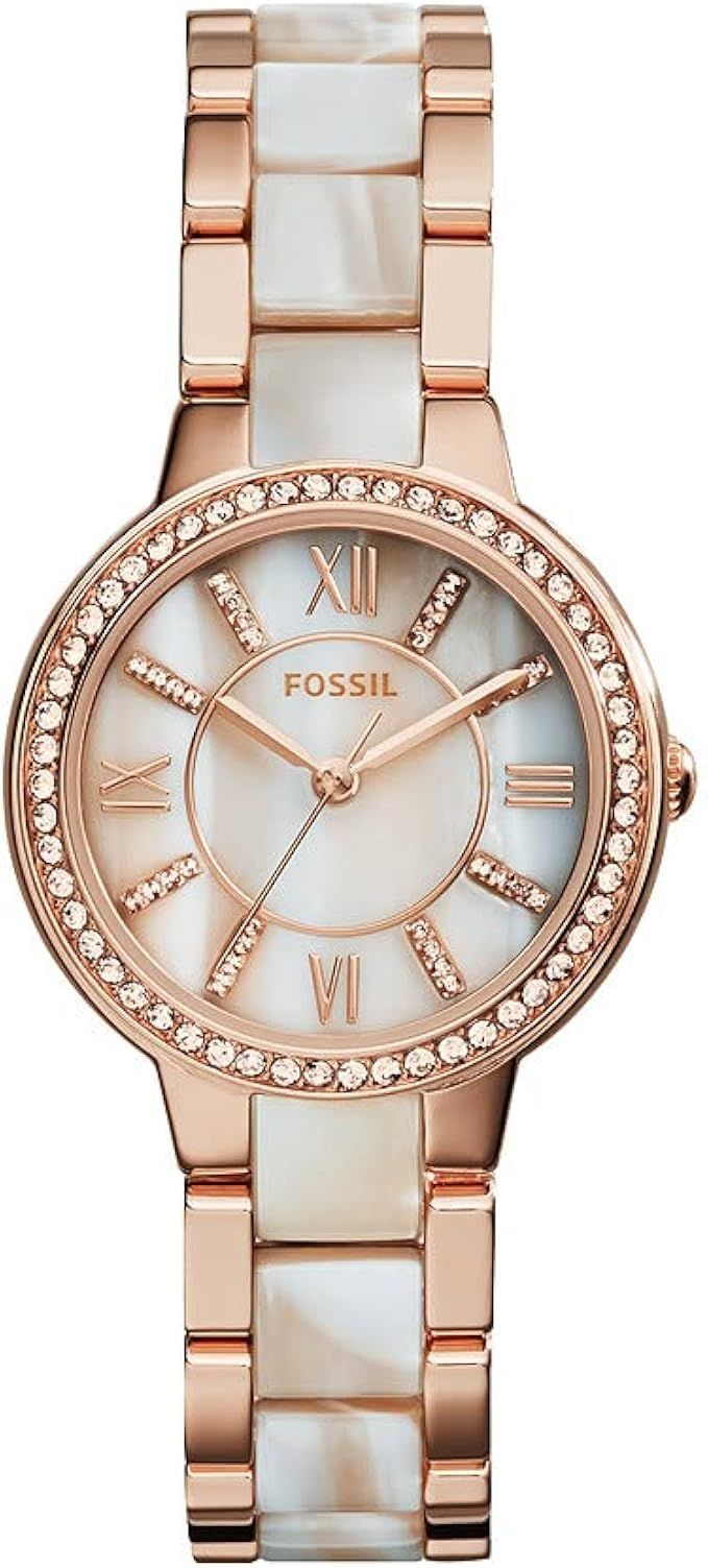 Fossil Women's Virginia Stainless Steel Crystal-Accented Dress Quartz Watch | Amazon (US)