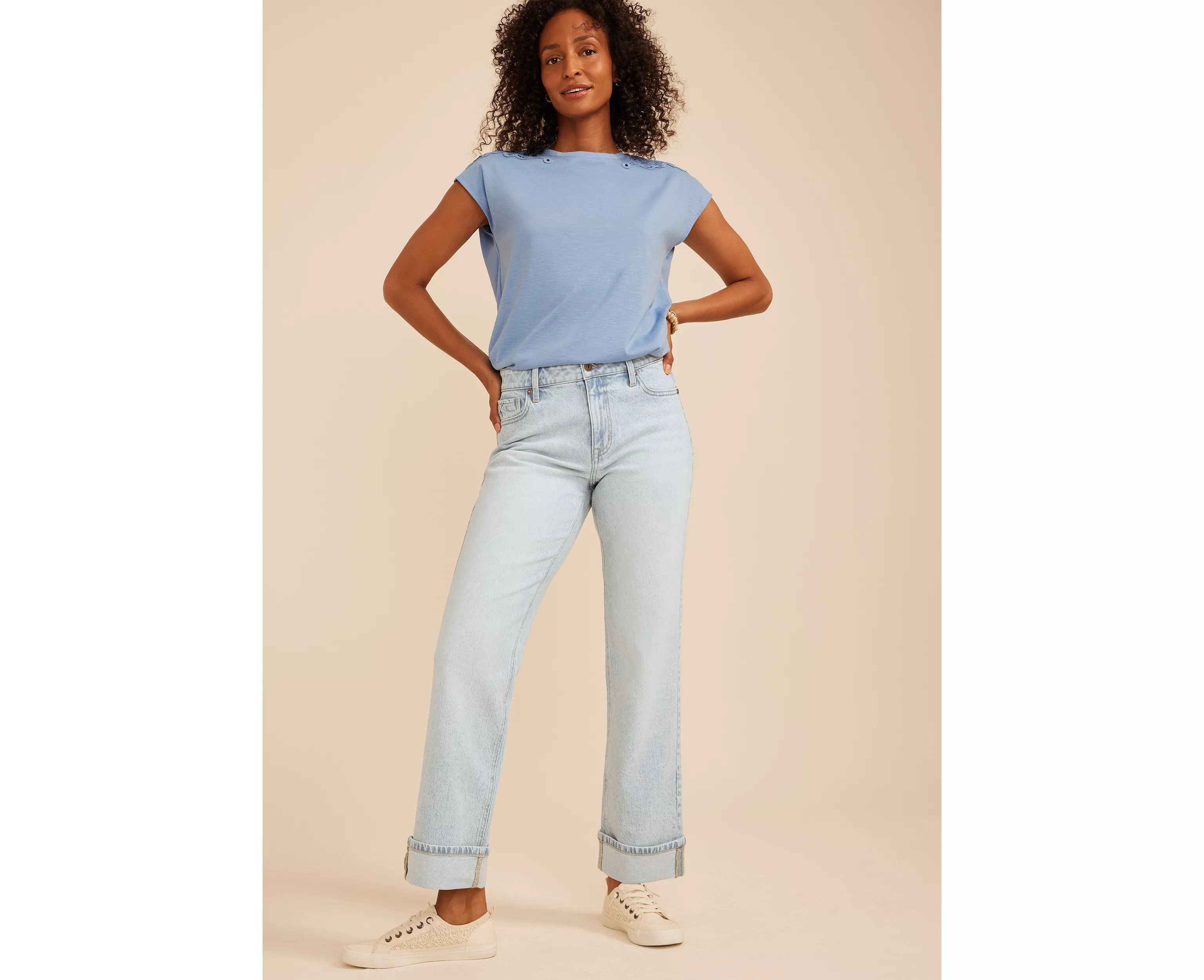 edgely\u2122 High Rise Cuff Hem Relaxed Straight Leg Jean | maurices | Maurices