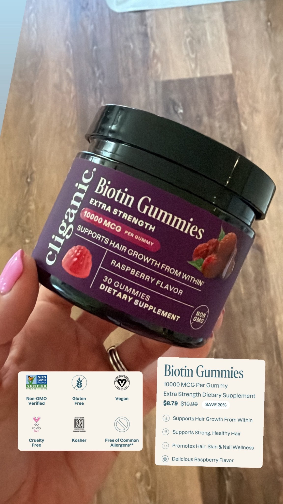 Delicious biotin gummies for healthy hair, glowing skin and strong nails 💅🏽 #haircare #hairgrowth @Cliganic 

#LTKselfcare #LTKBeauty