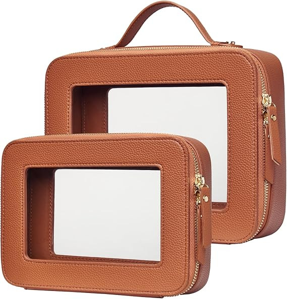 Popvibe Clear Makeup Bag Travel Cosmetic Case Transparent Toiletry Bag with Zipper, Portable Make... | Amazon (US)