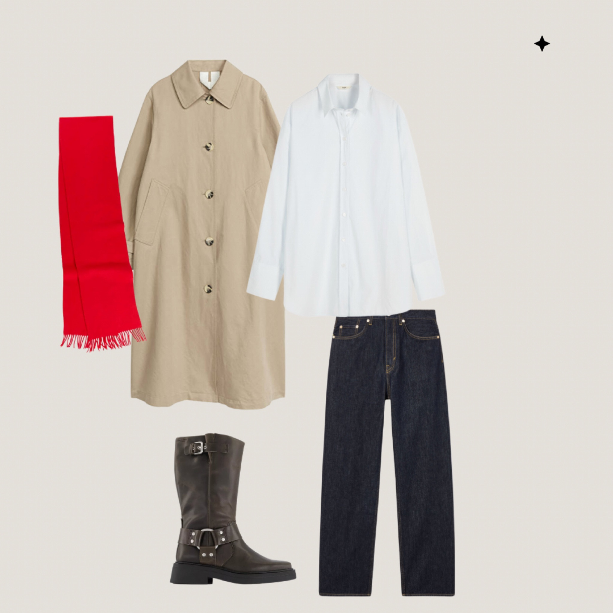 Pop of red scarf. 

#LTKstyletip #LTKfindsunder100 #LTKfindsunder50