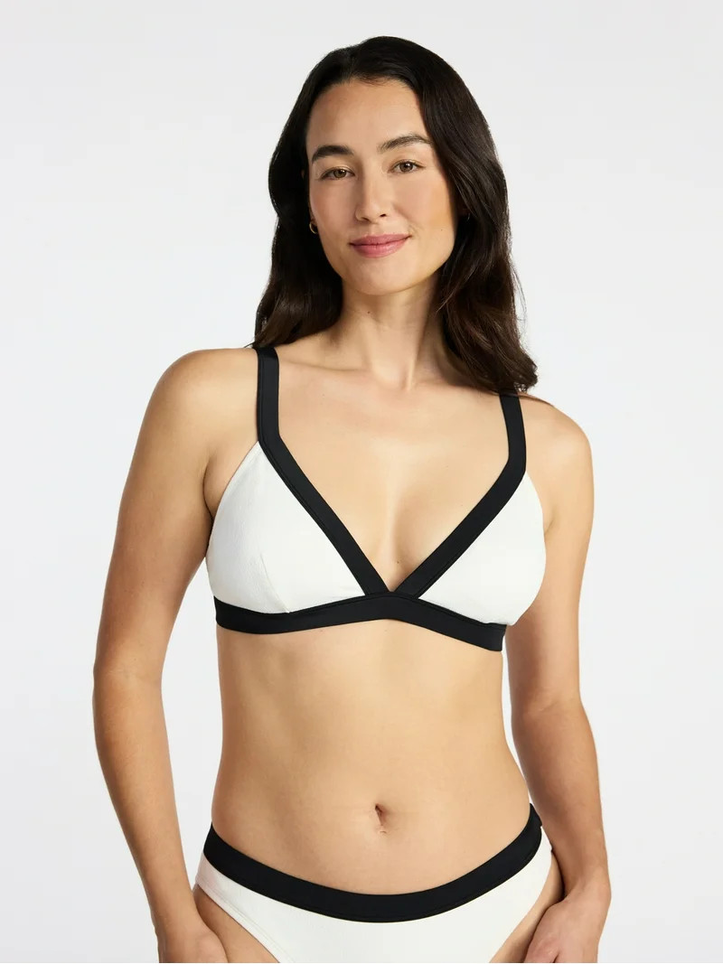 Time and Tru Women's and Women's Plus Size Contrast Banded Bikini Top, Sizes XS-3X | Walmart (US)