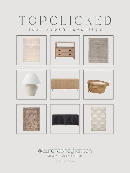 This week’s top clicked items! Rugs were a top favorite this week, including all of these rugs we have in our home. You guys are also loving our new Walmart sideboard, and this stunning ceramic textured lamp! 

#LTKhome #LTKstyletip #LTKsalealert
