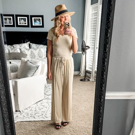Cute and easy two piece set. I’m wearing a small. 
Summer | Spring | casual outfit | Amazon | pants | hat | fedora | beach | vacation | date night 

#LTKsalealert #LTKstyletip #LTKfindsunder50