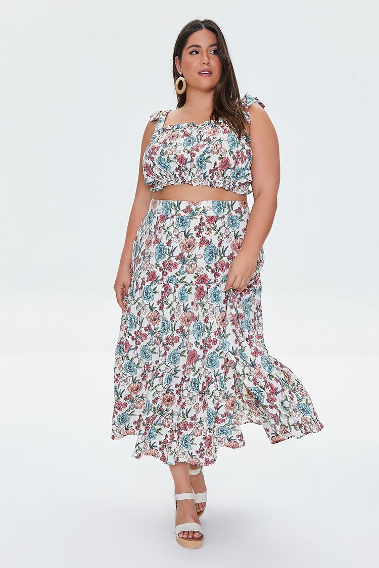 Plus Size Floral Print Crop Top & Skirt Set | Forever 21 (US)