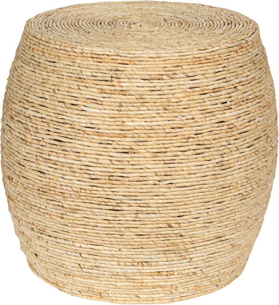 Creative Co-Op, Natural Round Handwoven Corn Rope Barrel Accent Table | Amazon (US)