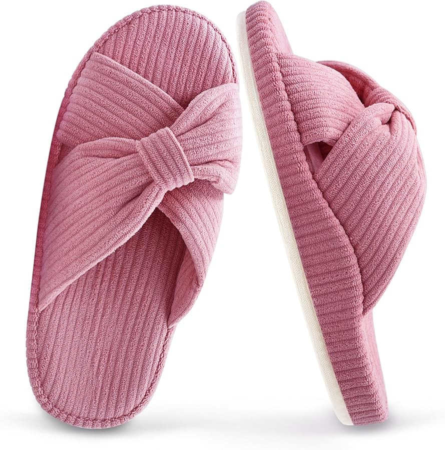 Women's Cozy Memory Foam Arch Support House Slippers Ladies Orthopedic Crossband Open Toe Home Be... | Amazon (US)