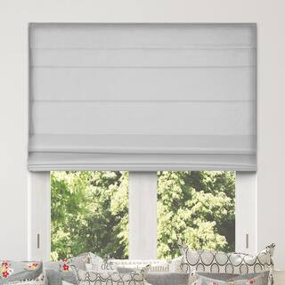 Arlo Blinds Light Gray Cordless Bottom Up Room Darkening Fabric Roman Shade 26.5 in. W x 60 in. L... | The Home Depot