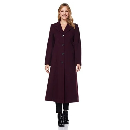 Anastasia Fashions Womens Wool Cashmere Long Winter Coat Burgandy Size 12 | Walmart (US)