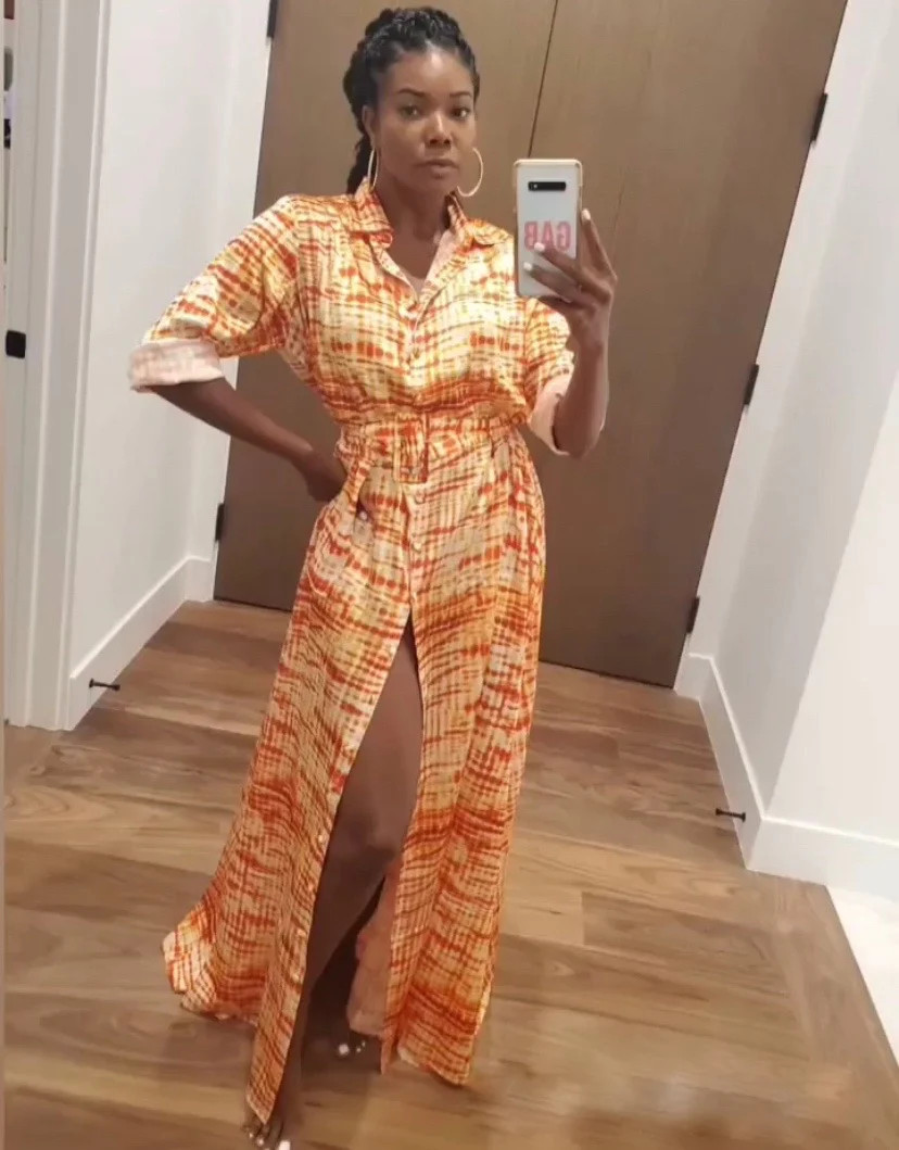 Orange and White Printed Shirt Dress | Fashion Bomb