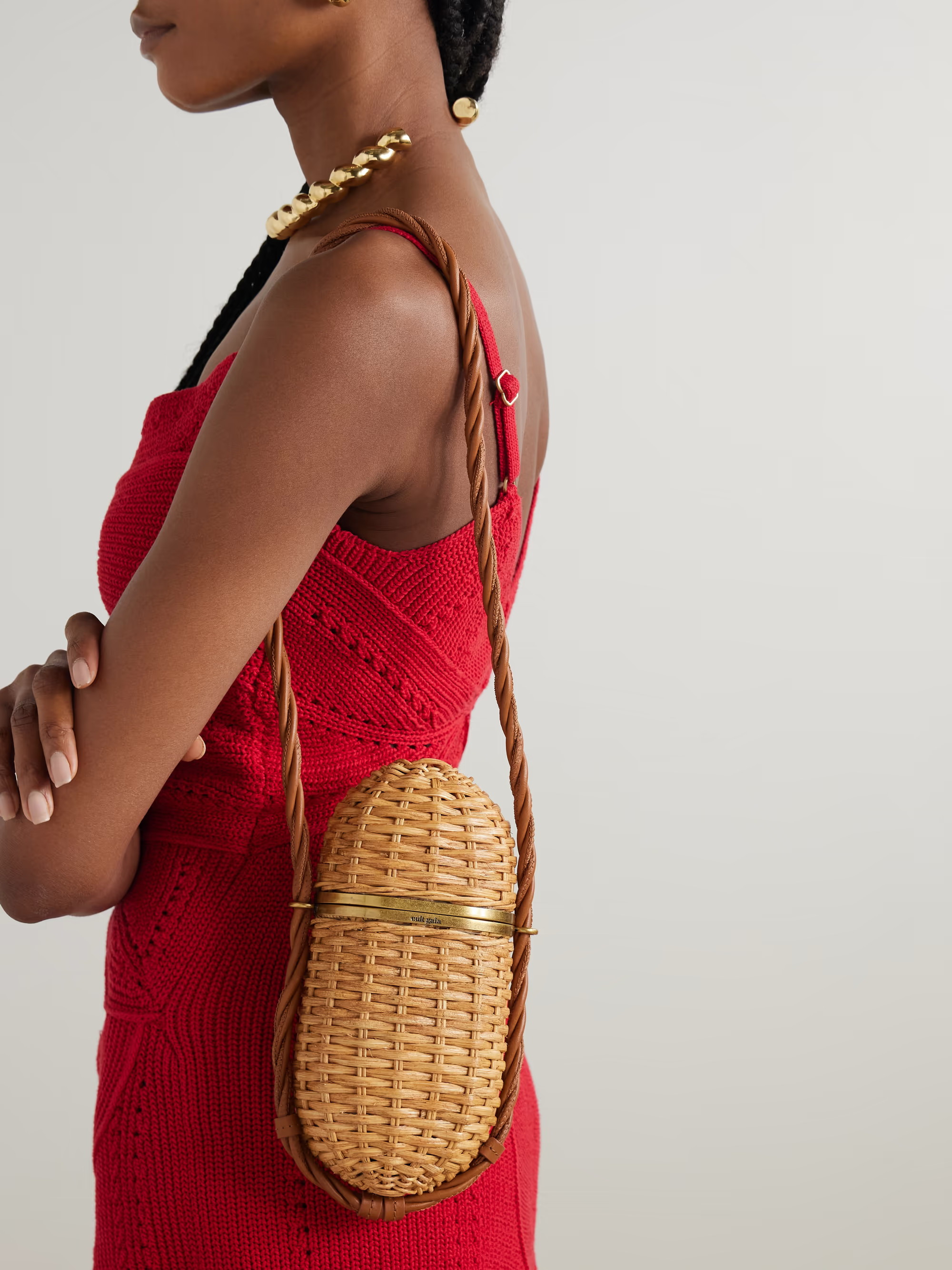 Amulet leather-trimmed rattan clutch | NET-A-PORTER (UK & EU)