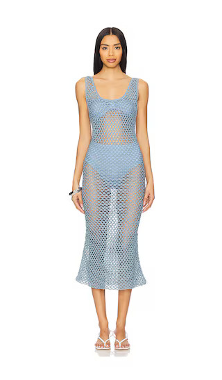 Illapa Crochet Midi Dress in Light Blue | Revolve Clothing (Global)