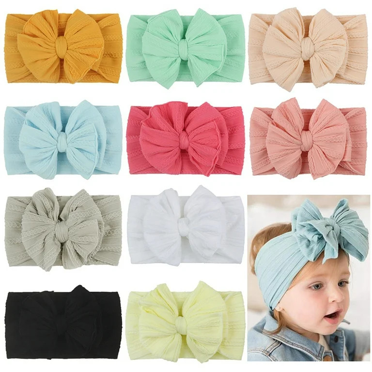10PCS Baby Headbands, Peaoy Newborn Flower Headband Elastic Hairband Infant Headwrap Headwear for... | Walmart (US)