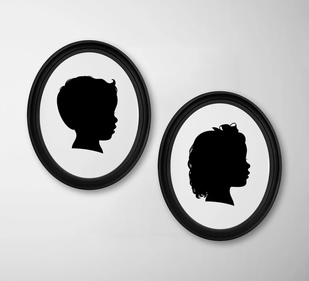 Siblings Silhouette, Set of 2 Custom Silhouettes, Couple Silhouettes, Kids Silhouette Portraits, ... | Etsy (US)