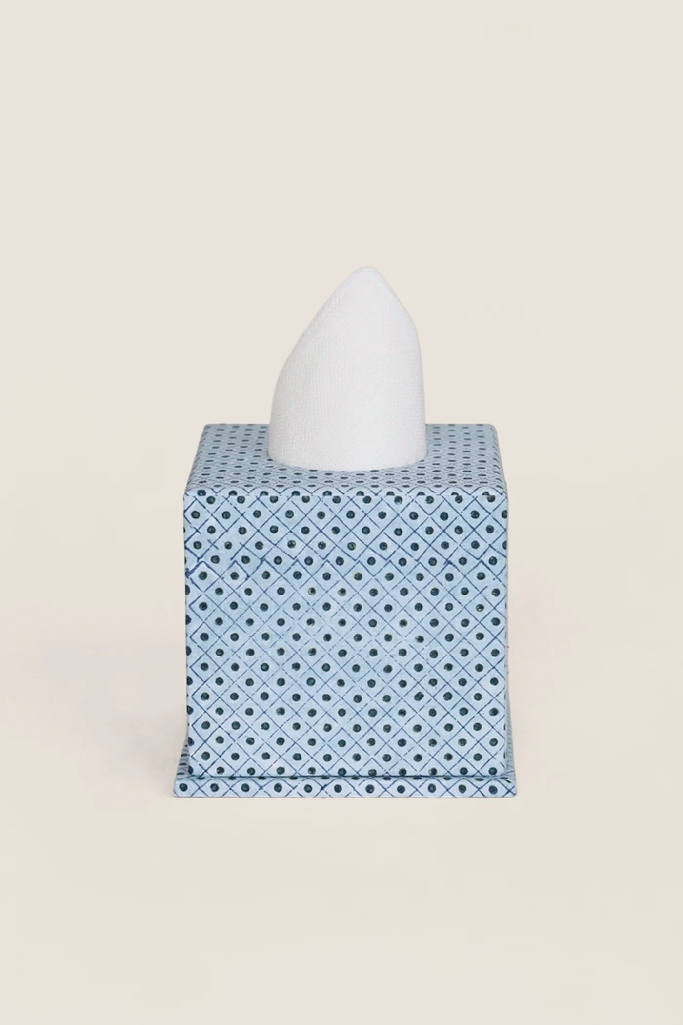 Dot and Grid Blue Screen Printed Square Tissue Box | Tuckernuck (US)