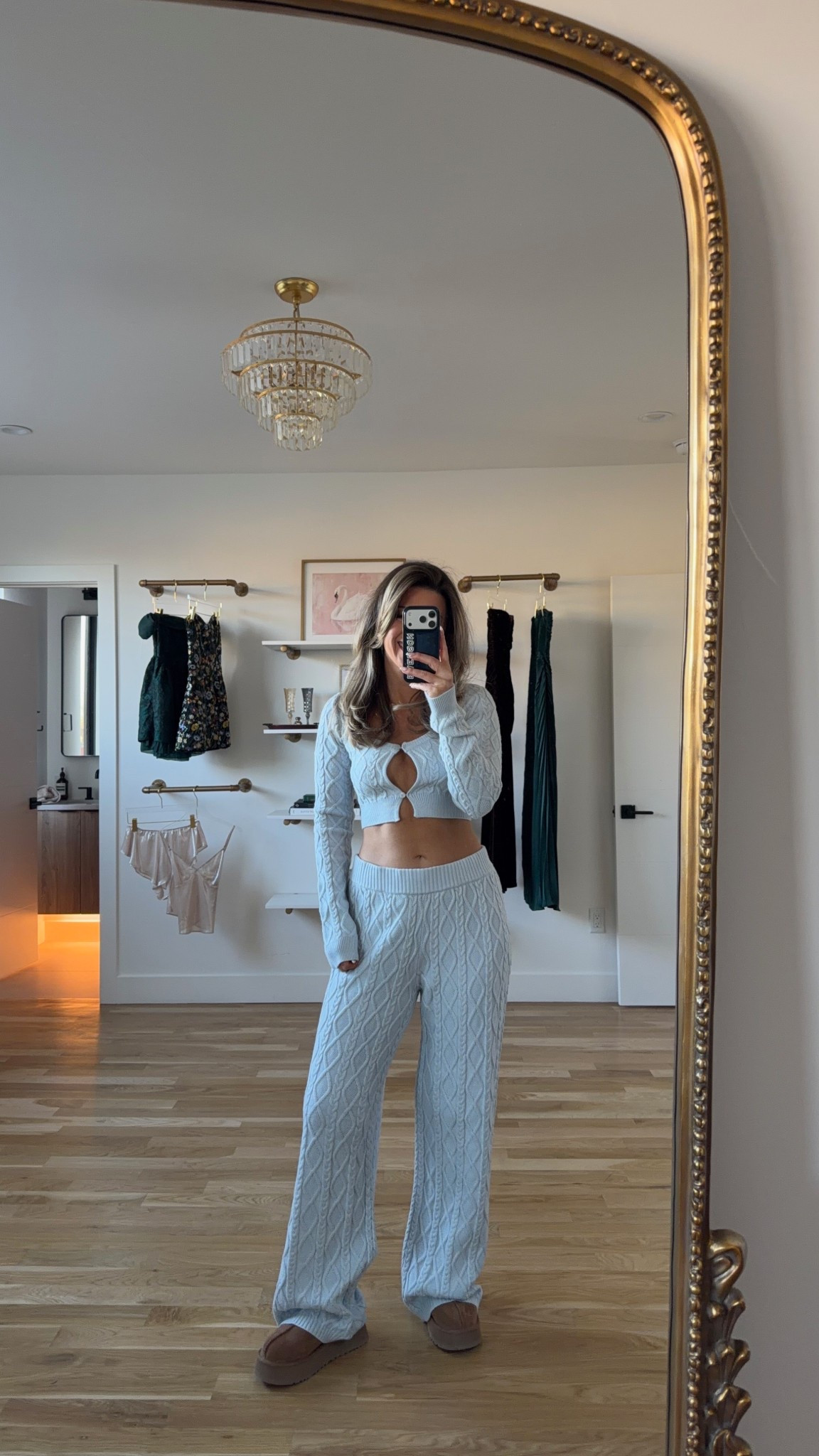 Pale blue sweater loungewear set 

Wearing my usual smalls

Loungewear
Pajamas
Cropped top
Wondered pant
Cable knit
Casual everyday 

#LTKSeasonal #LTKootd #LTKFindsUnder100