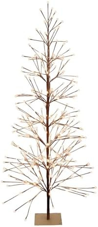 Alpine Corporation 71" Tall Flocked Artificial Brown Christmas Tree with 296 Warm White LED Light... | Amazon (US)