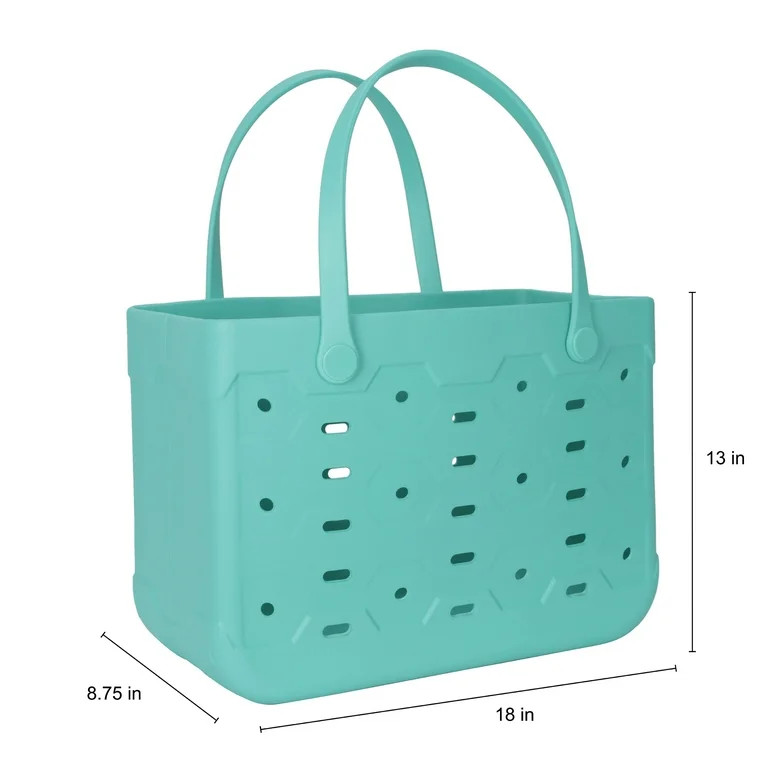 Mainstays Large Plastic Laundry Flex Tote, 18"W x 8.75"D x 13"H, Teal Dream | Walmart (US)