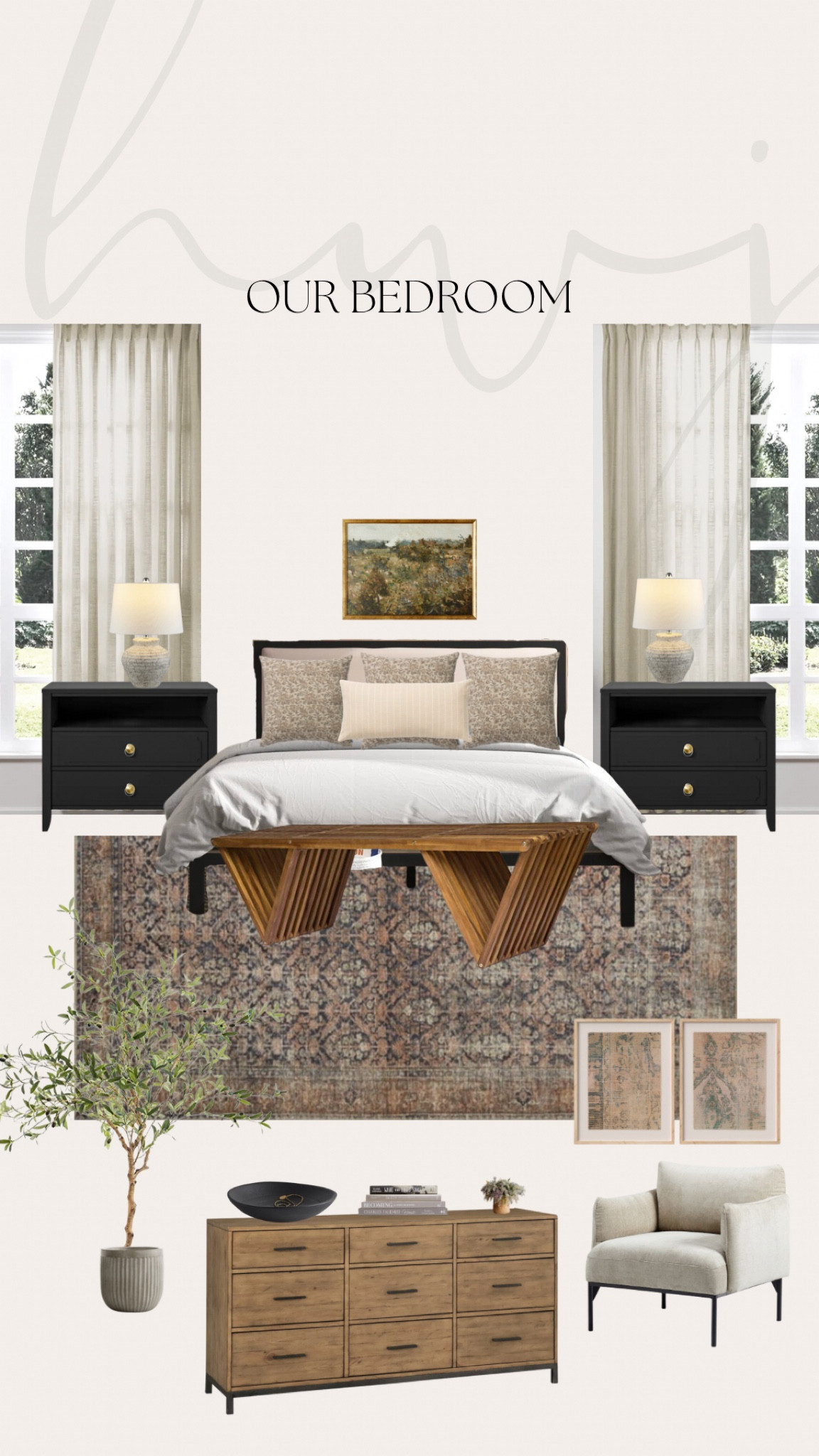 Our Bedroom Mood Board

Moody bedroom, bed, dresser, rug, faux tree, nightstands

#LTKhome