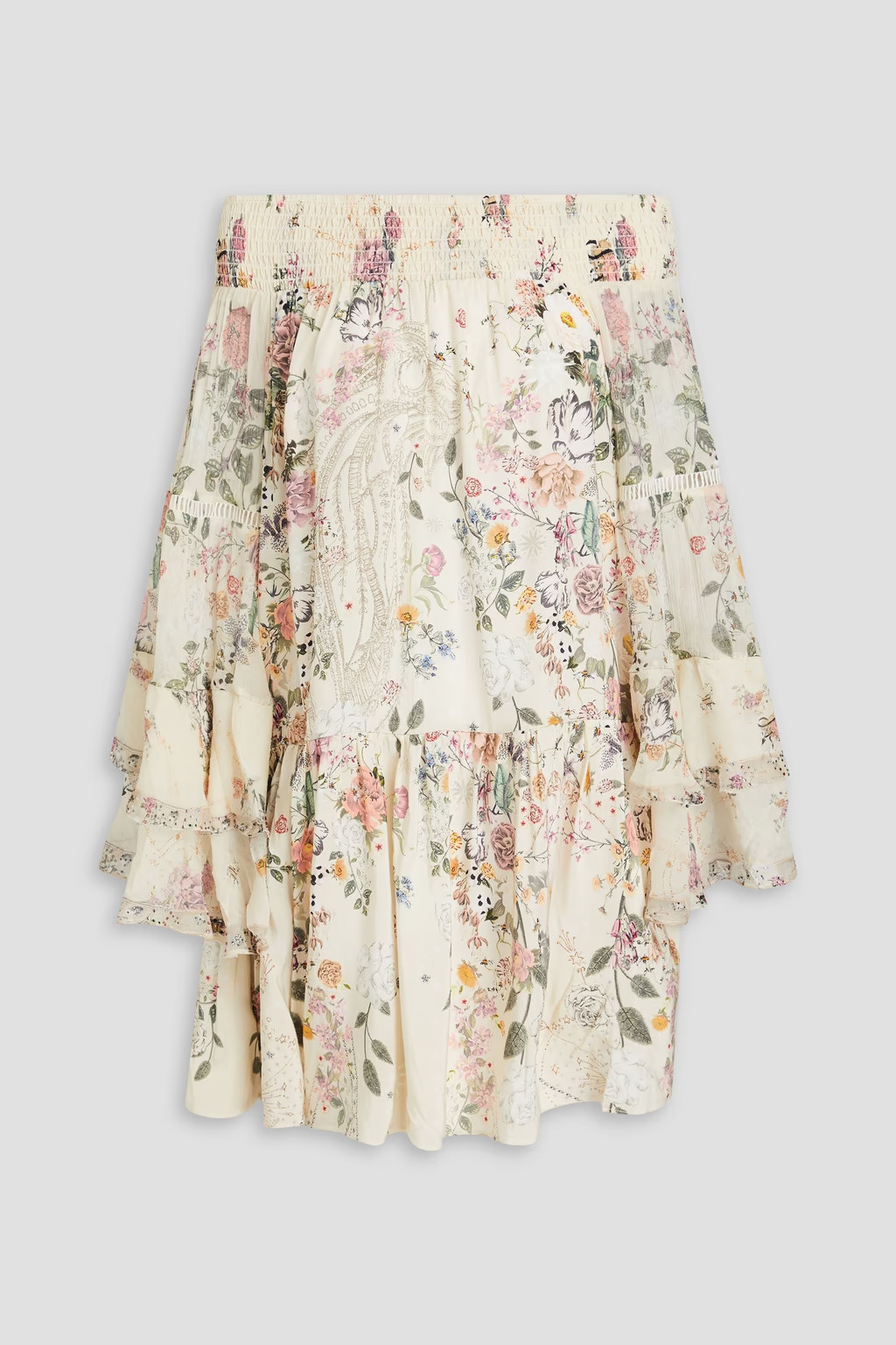 Off-the-shoulder floral-print silk crepe de chine mini dress | The Outnet (US and CA)