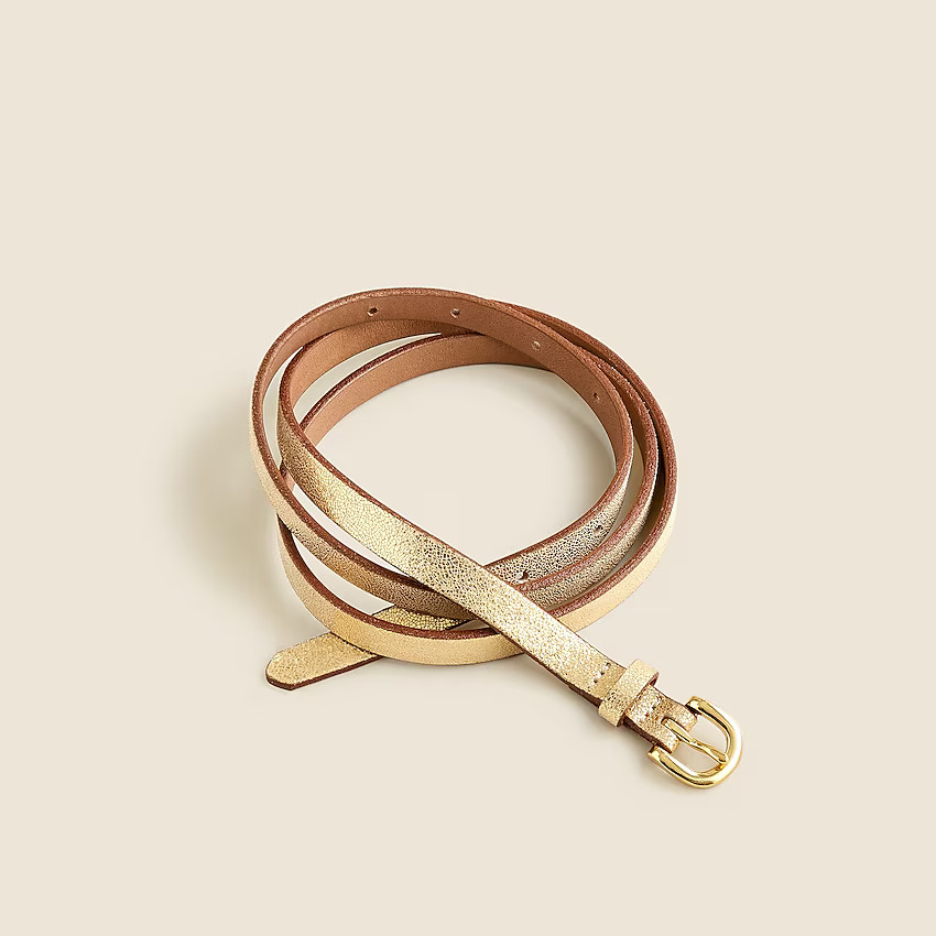 Skinny metallic Italian leather belt | J. Crew US