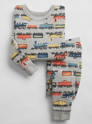 babyGap 100% Organic Cotton Train Graphic PJ Set | Gap Factory