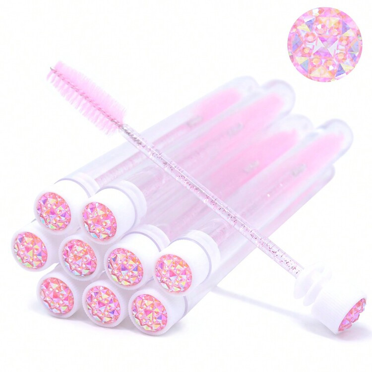 10Pcs Mascara Wands With Tube Reusable Eyelash Brushes Portable  Crystal Disposable Lash Eyebrow ... | SHEIN