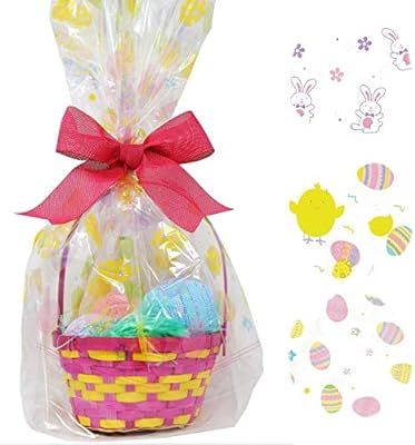 6 Pack Happy Easter Jumbo Cello Basket Bags 22” x 25” Printed Plastic Cellophane Wrapping Par... | Amazon (US)