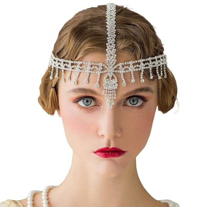 SWEETV 1920s Headband Great Gatsby Headpiece Rhinestone 1920s Headband Flapper Hair Accessories f... | Amazon (US)