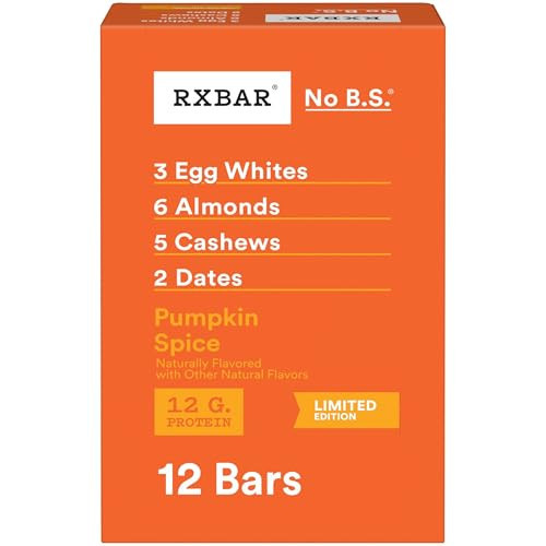 RXBAR Protein Bars, Protein Snack, Snack Bars, Pumpkin Spice, 22oz Box (12 Bars) | Amazon (US)