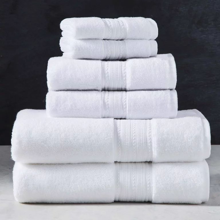 6 Piece Solid Bath Towel Set, Arctic White, Better Homes & Gardens Signature Soft Collection - Wa... | Walmart (US)