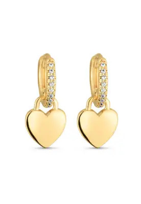 Brinco Semijoia De Argola Com Micro Zircônias E Pingente Coração Br024-001 Dourado | Dafiti (BR)
