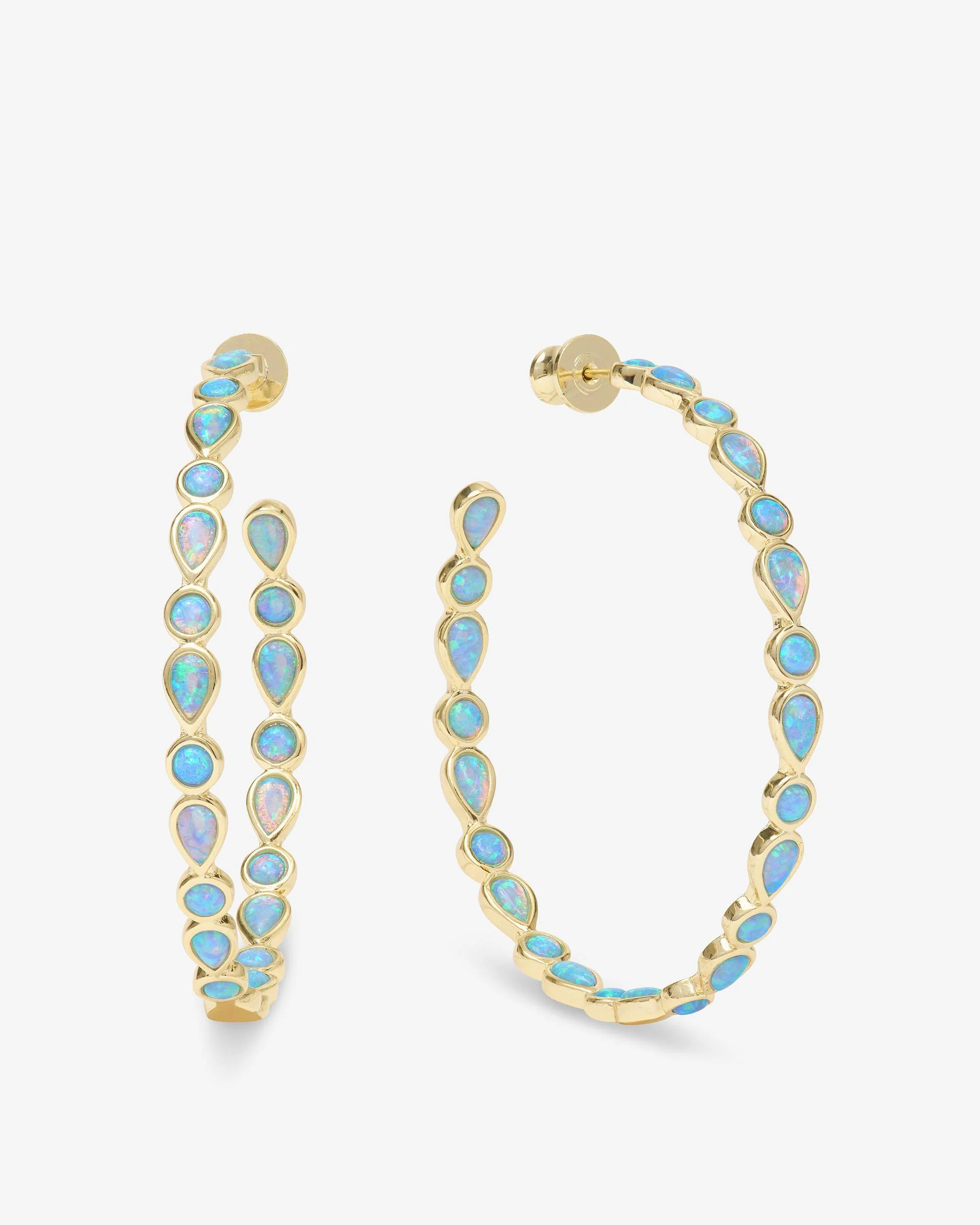 Isla Hoops 2" - Gold|Blue Opal | Melinda Maria Jewelry