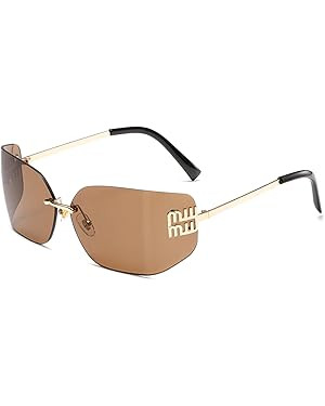 Rimless Y2K Sunglasses for Women Men Trendy Sun Glasses Classic Frameless Shades UV400 Protection | Amazon (US)