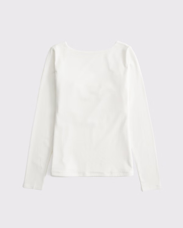Long-Sleeve Draped Cowl Back Top | Abercrombie & Fitch (US)