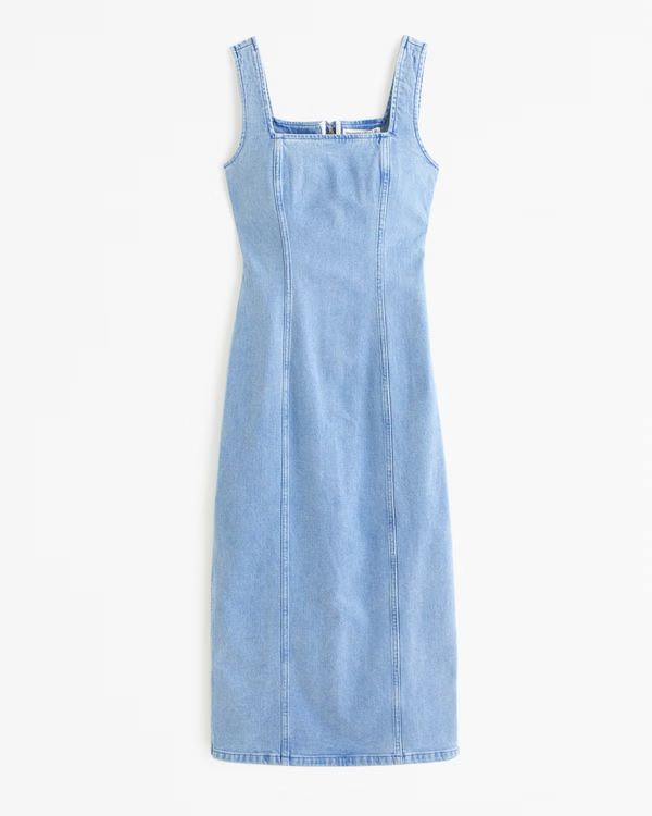 Women's Denim Column Midi Dress | Women's Dresses & Jumpsuits | Abercrombie.com | Abercrombie & Fitch (US)