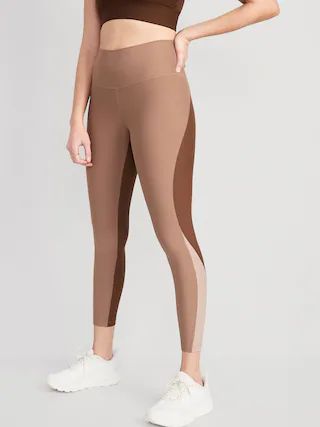 High-Waisted PowerSoft Color-Block 7/8-Length Compression Leggings for Women | Old Navy (US)
