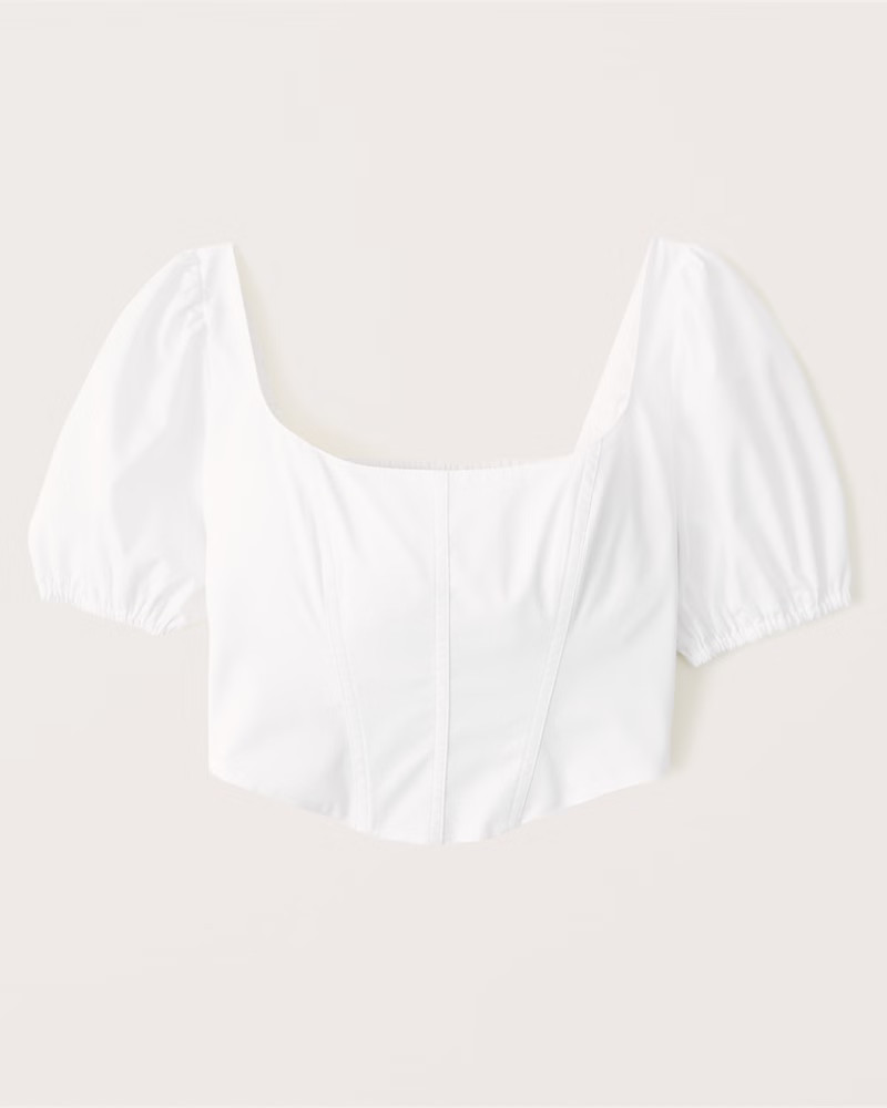 Puff Sleeve Poplin Corset Top | Abercrombie & Fitch (US)