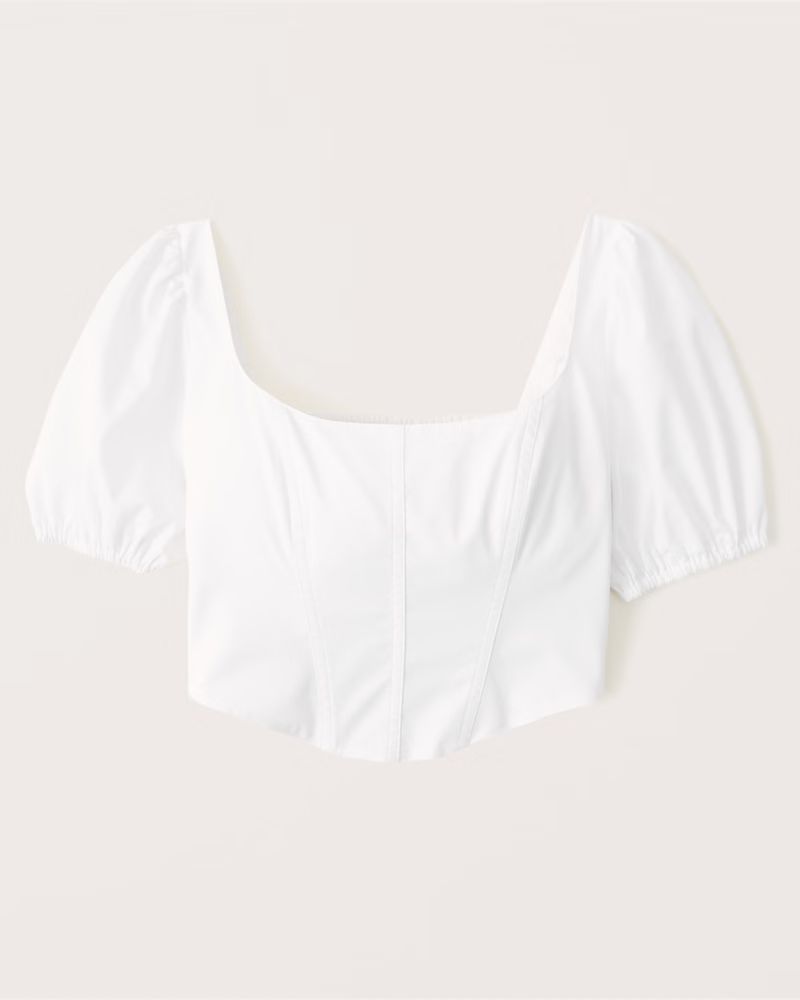 Puff Sleeve Poplin Corset Top | Abercrombie & Fitch (US)