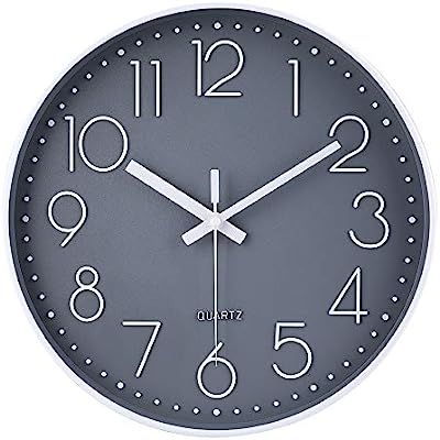 12 Inch Non-Ticking Wall Clock Silent Battery Operated Round Wall Clock Modern Simple Style Decro... | Amazon (US)