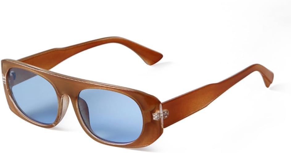 HPIRME Rectangle Sunglasses Women Men Vintage Blue Lenses Square Sun Glasses Shades Female | Amazon (UK)