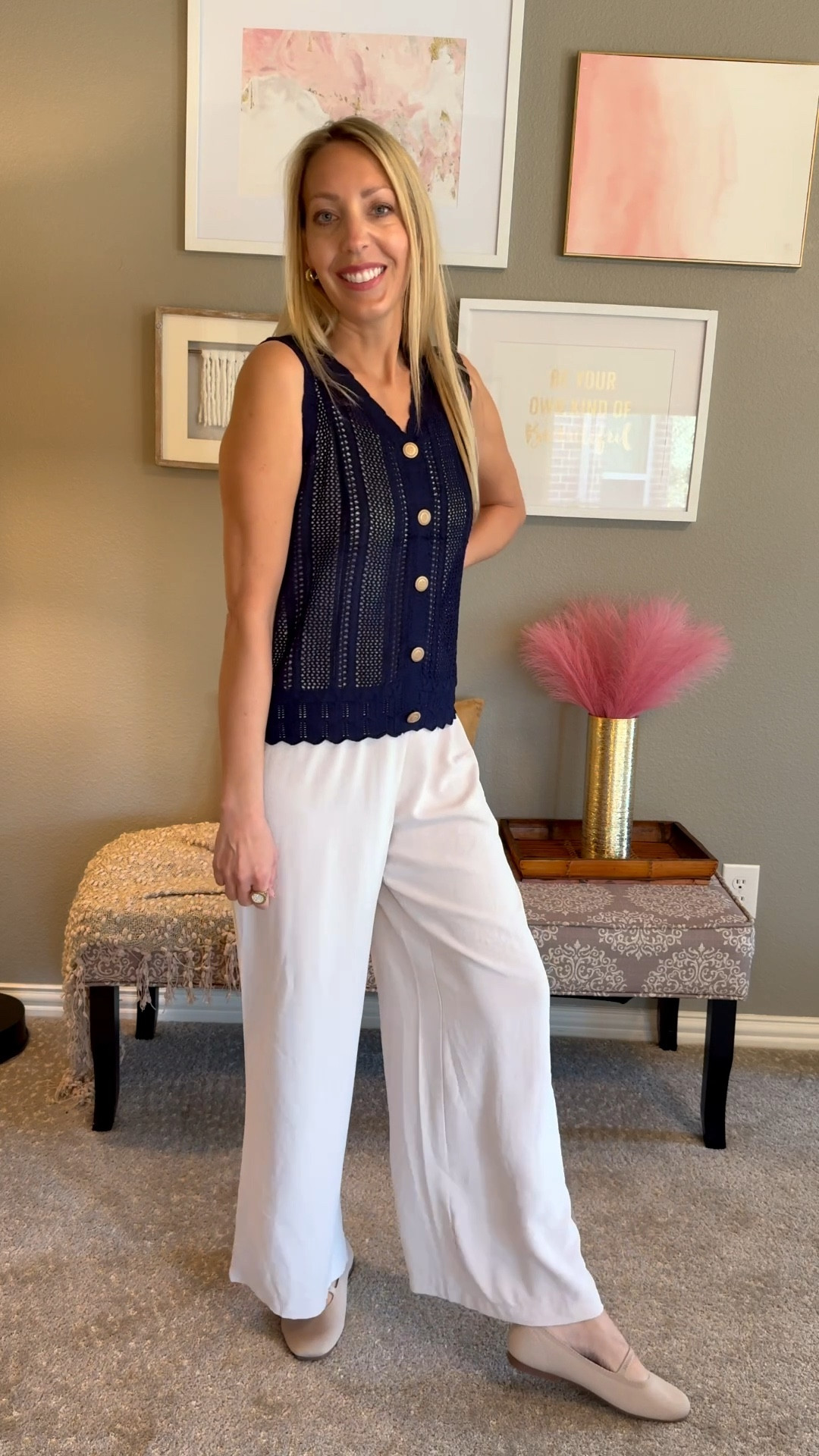 A cute, crochet, sleeveless vest goes a long way. Have a great day! 😊 

#amazon #vest #crochettop 

#LTKootd #LTKOver40